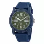 Relógio de quartzo analógico Nautica NAPATS305 para homem mostrador azul bracelete de silicone 42,5mm