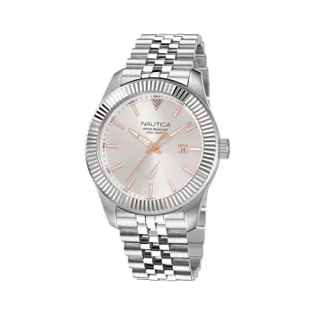 Relógio Nautica Pacific Beach homem quartzo NAPPBS250 mostrador azul bracelete de silicone azul 43mm