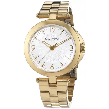 Nautica relógio para mulher NAD14001L 35mm branco pele