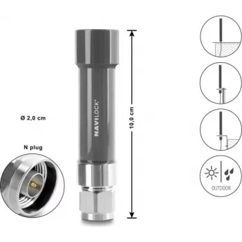 Navilock antena GNSS conector N 18 dB ativa exterior cinzento 10 cm (60738)