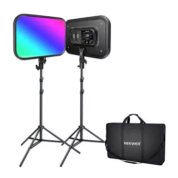 Kit de iluminação LED vídeo NEEWER RGB168 RGB, pack de 2 60W 2500-8500K
