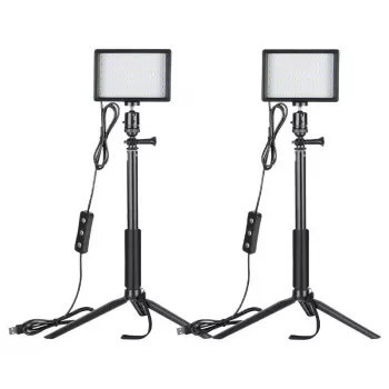 Conjunto de duas luzes LED de vídeo NEEWER ZC-10S com filtros e tripés