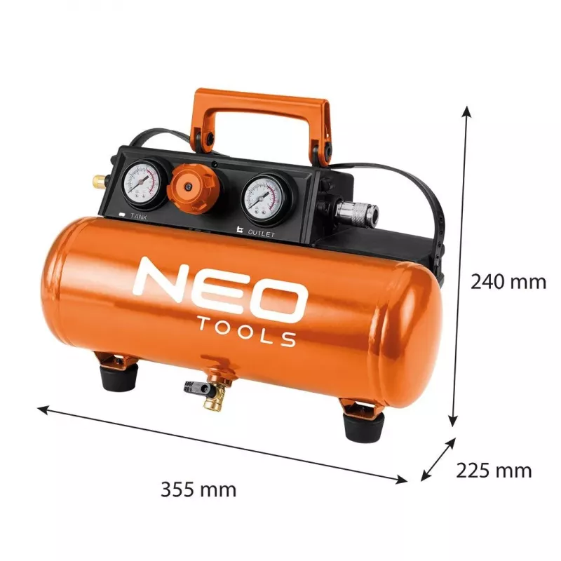 NEO TOOLS 04-620 Compressor de ar lubrificado a óleo 24L 1,5kW 8bar 200L/min