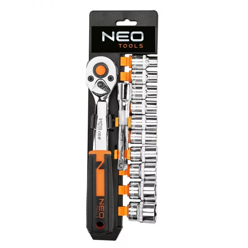 Conjunto de chaves de caixa NEO Tools 10-020 219 peças cromo-vanádio com encaixes de 1/4