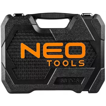 Conjunto de chaves de caixa NEO Tools 10-042 1/4 polegadas encaixe 46 peças com bits e acessórios