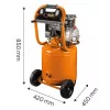 NEO TOOLS 12K010 Compressor de ar vertical lubrificado a óleo, depósito de 40 L, 230 V, 1,5 kW, 8 bar, 206 L/min de aspiração, rodas e pega