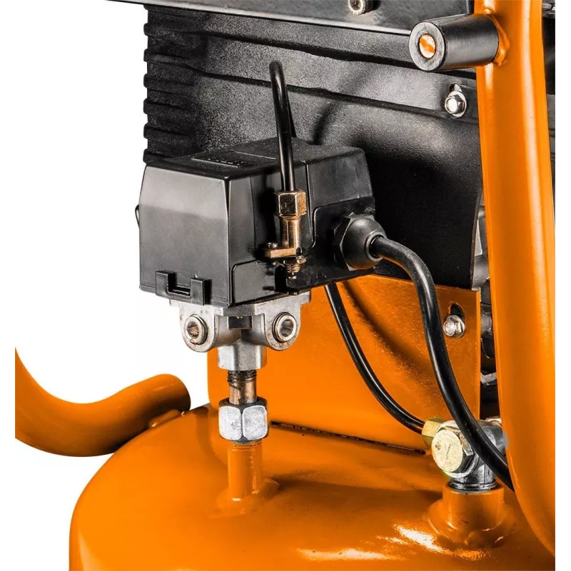 NEO TOOLS 12K010 Compressor de ar vertical lubrificado a óleo, depósito de 40 L, 230 V, 1,5 kW, 8 bar, 206 L/min de aspiração, rodas e pega