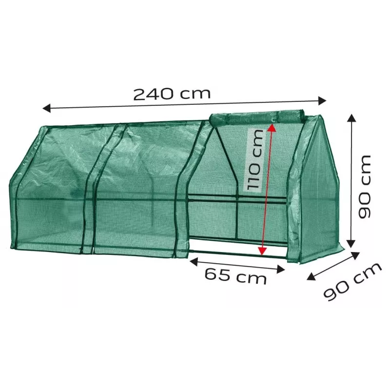 Estufa NEO Tools 15-912 com placas duplas de policarbonato, estrutura de alumínio anodizado, área de cultivo de 0,6 m², 2 tampas ajustáveis, proteção UV, prateada