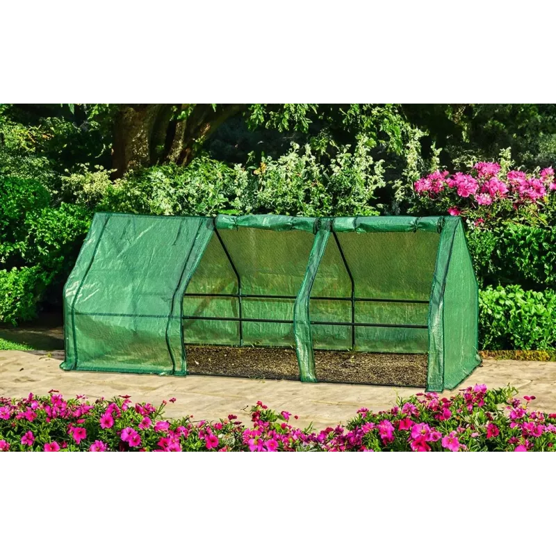 Estufa NEO Tools 15-912 com placas duplas de policarbonato, estrutura de alumínio anodizado, área de cultivo de 0,6 m², 2 tampas ajustáveis, proteção UV, prateada