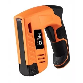 Agrafador manual NEO Tools 16-050 para estofos, isolamentos e decoração, força ajustável, agrafos tipo J 6-14 mm, preto/laranja