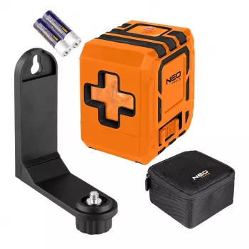 Nível laser de linhas cruzadas NEO TOOLS 75-143 3x360° feixe verde, alcance 30 m, bateria de iões de lítio recarregável, IP54, com fixação magnética e mala