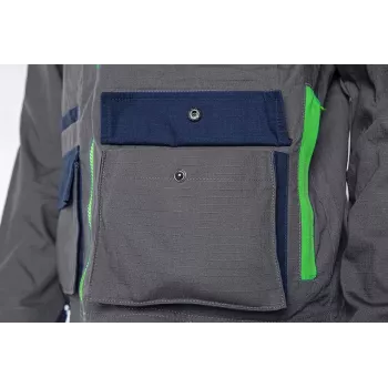 Casaco de trabalho unissexo NEO TOOLS 81-217-L, cinzento/preto, tamanho L, 65% poliéster 35% algodão, 267 g/m², 7 bolsos, EN ISO 13688
