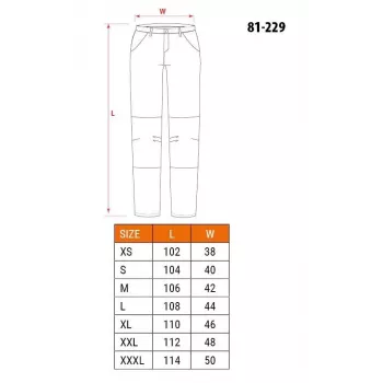 Calças de proteção NEO TOOLS 81-229-XXL, 100% algodão, 270 g/m², cinzento/preto com detalhes laranja, joelhos reforçados, vários bolsos, certificado CE, tamanho XXL