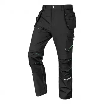 Calças de trabalho NEO TOOLS 81-296-3-XL Mix&Match elástico 4 direções com bolsos para ferramentas, reforçadas com Cordura, pretas, tamanho XL
