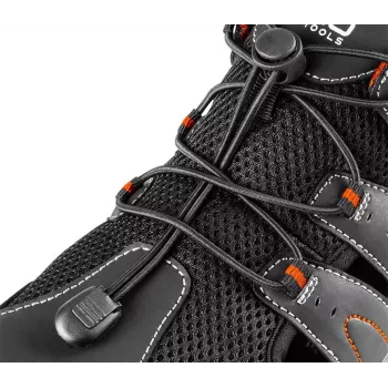Sapatos de segurança NEO TOOLS 82-079-40 S1P SRC – biqueira de aço, proteção antiperfuração, pele veludo respirável, preto/cinzento, tamanho 40 EU