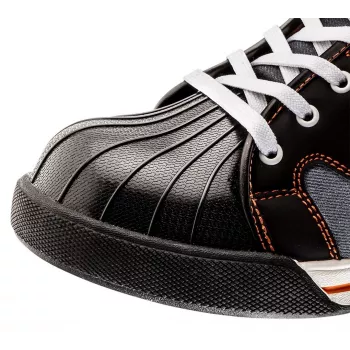 Sapatos de segurança NEO TOOLS 82-111 S1P SRC com biqueira de aço e proteção antiperfuração, pele veludo, preto/laranja