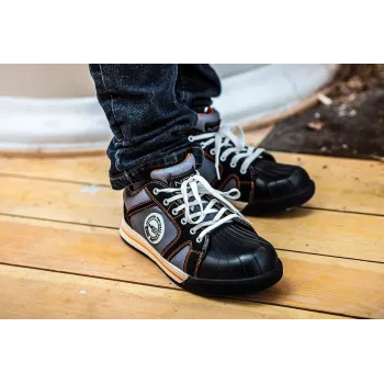 Sapatos de segurança NEO TOOLS 82-116 S1P SRC com biqueira de aço, tamanho 42, preto/cinzento com apontamentos laranja