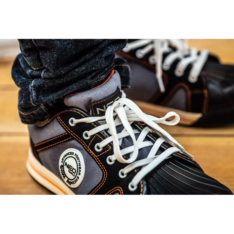 Sapatos de segurança NEO TOOLS 82-118 S1P SRC, biqueira de aço, sola de PU, cinzento/preto, tamanho 42