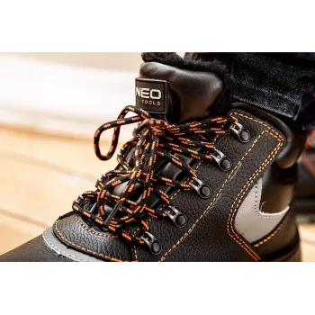Sapatos de segurança NEO TOOLS 82-140 S1P SRC com biqueira de aço e proteção antiperfuração, preto/cinzento, tamanho 44