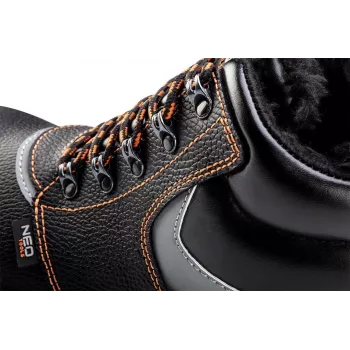 Sapatos de segurança NEO TOOLS 82-143 S1P SRC com biqueira de aço e proteção antiperfuração, tamanho 43, preto/cinzento