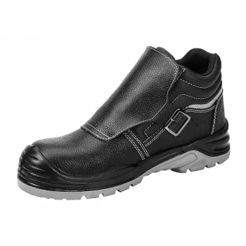 Sapatos de segurança NEO TOOLS 82-181-44 S1P SRC com biqueira de aço, pele veludo, sola de PU dupla densidade, tamanho 44, cinzento/preto