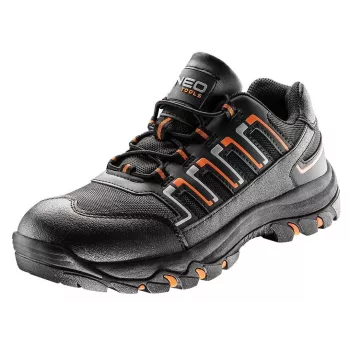 Sapatos de segurança NEO TOOLS 82-714 S1P SRC biqueira de aço entressola Kevlar tamanho 43 preto/cinzento