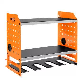 Prateleira organizadora de ferramentas de parede NEO TOOLS 84-199 para aparafusadoras e acessórios, preto com detalhes vermelhos