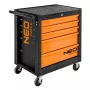NEO TOOLS 84-214 Armário de oficina, 5 gavetas, carga total 150 kg, vermelho/preto