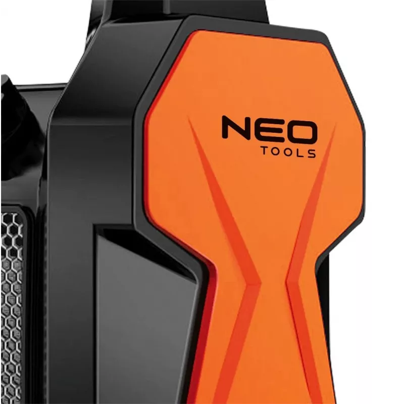 Aquecedor elétrico com ventoinha NEO Tools 90-061 3000W, 2 níveis de aquecimento, modo ventoinha, termostato ajustável, proteção contra sobreaquecimento, preto/laranja