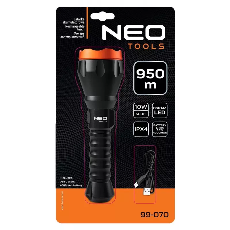NEO TOOLS 99-070 lanterna de cabeça XPE + COB LED com sensor de movimento, 120 lm, IPX4, 3x AAA