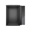 NETRACK 019-180-645-022 Armário de parede/suspenso 19 polegadas 18U 450mm Porta de vidro preto Painéis laterais amovíveis