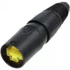 Suporte de ficha de cabo etherCON Neutrik NE8MX-B-1 - caixa cromada preta, proteção RJ45