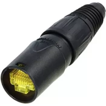 Suporte de ficha de cabo etherCON Neutrik NE8MX-B-1 - caixa cromada preta, proteção RJ45