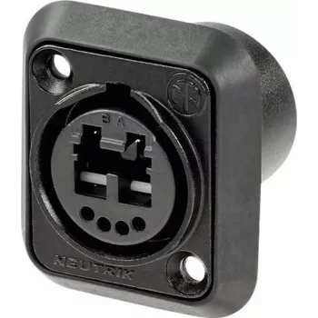 Neutrik NO2-4FDW-1-A conector de encastrar opticalCON DUO, LC duplex traseira, preto montagem em painel forma D
