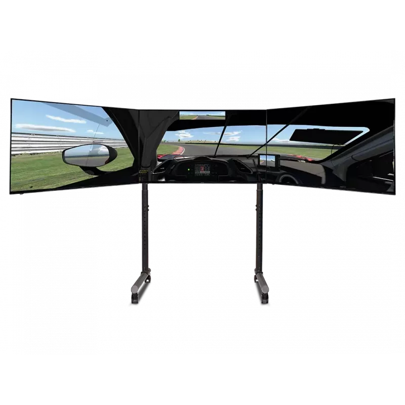 Next Level Racing Suporte de chão Suporte de monitor único autónomo com tubo redondo para até 3x43 polegadas Ajuste de altura Inclinação Capacidade máx. de carga 50 kg Preto
