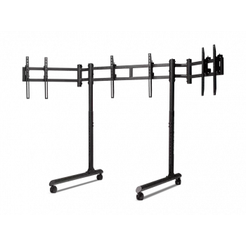 Next Level Racing Suporte de chão Suporte de monitor único autónomo com tubo redondo para até 3x43 polegadas Ajuste de altura Inclinação Capacidade máx. de carga 50 kg Preto