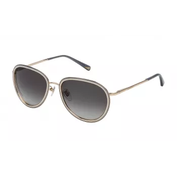Óculos de sol de mulher NINA RICCI em forma de olho de gato SNR057570361 - armação preta em acetato, lentes cinzentas degradê