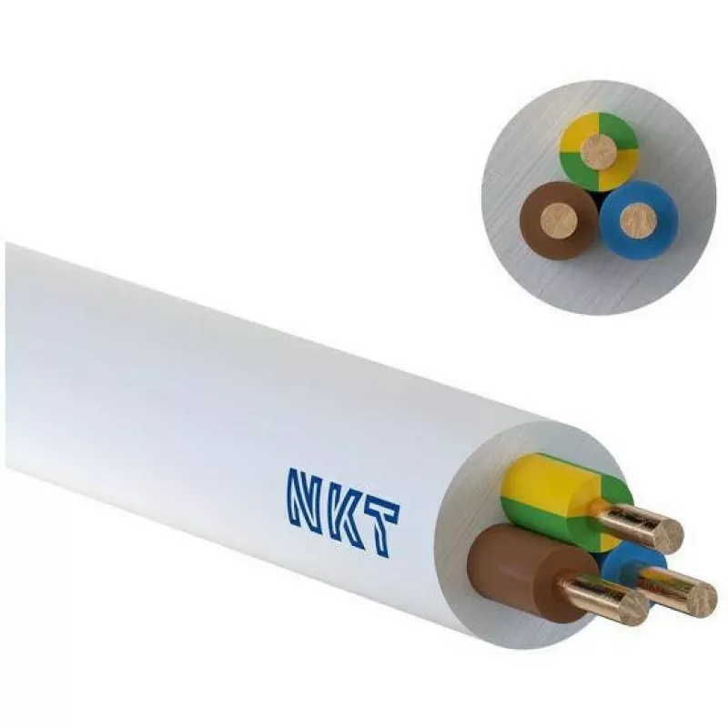 NKT YDYp 3x1,5 mm² 450/750V cabo de alimentação em PVC 100m rolo branco