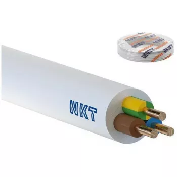 Cabo elétrico PVC NKT YDYp 3x1,5 mm² 450/750V rolo de 100m branco