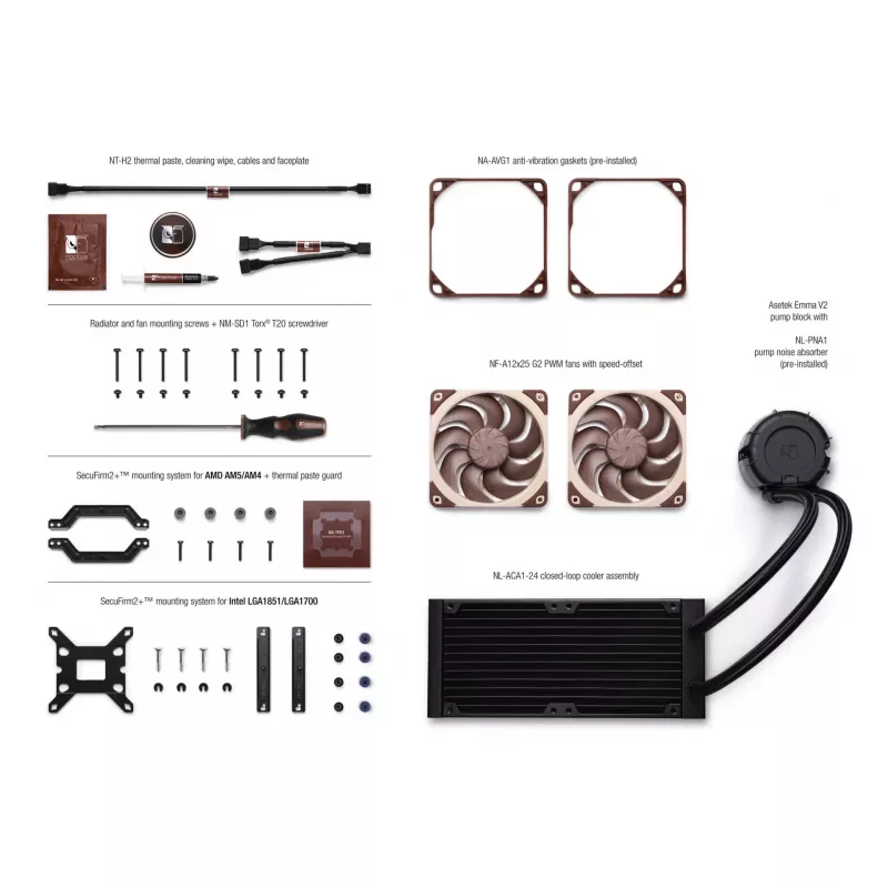 Arrefecedor de CPU a ar Noctua NL-LC1-24 Low-Profile para AMD AM4 (Ryzen) - preto/castanho