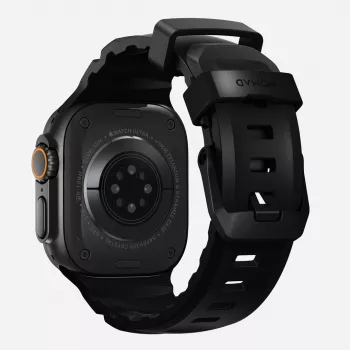 Pulseira NOMAD Rocky Point para Apple Watch 46mm/49mm com FKM e titânio (Carbon Black, ferragens pretas)