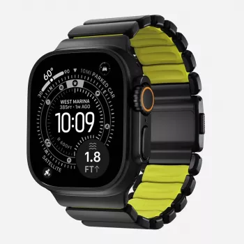 Pulseira NOMAD Stratos Band - pulseira de titânio para Apple Watch 49mm com FKM (Black Titanium, Volt FKM)
