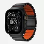 NOMAD Stratos Band - pulseira de titânio para Apple Watch 49mm com FKM (Black Titanium, Ultra Orange FKM)