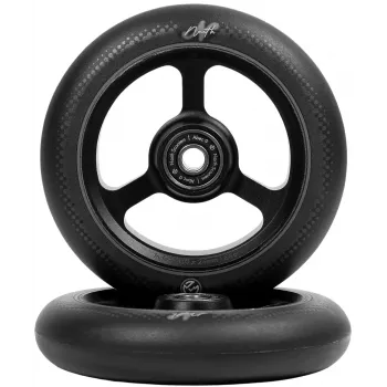 Rodas North Index Pro Scooter pack de 2 – 110mm 88A uretano de alto ressalto, rolamentos ABEC 9 (preto/preto)