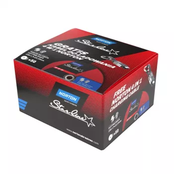 Disco de corte NORTON STARLINE 230mm x 1,9mm 50 unid. + cabo de carregamento