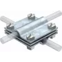 OBO Bettermann Tipo 254 Conector cruzado vertical para condutores redondos de 8-10 mm e planos até 30x4 mm, aço galvanizado a quente 5314038