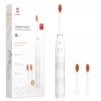 OCLEAN Flow S Branco Escova de Dentes Elétrica Sónica, 38.000 VPM, 5 Modos, USB-C, IPX7, Bateria de 180 Dias