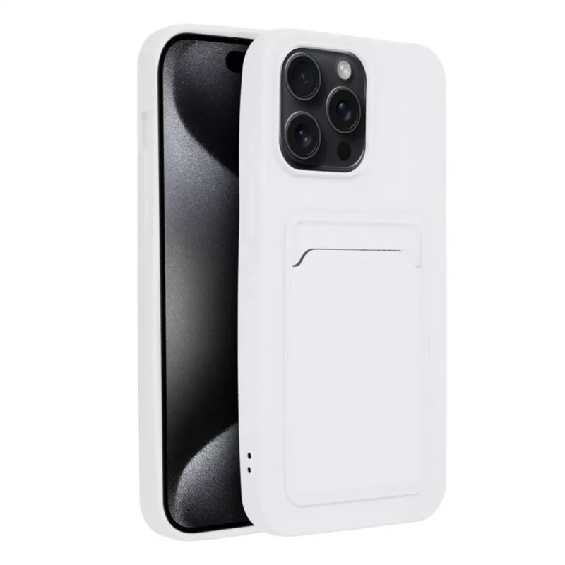 Capa OEM para iPhone 15 Pro Max com porta-cartões branca