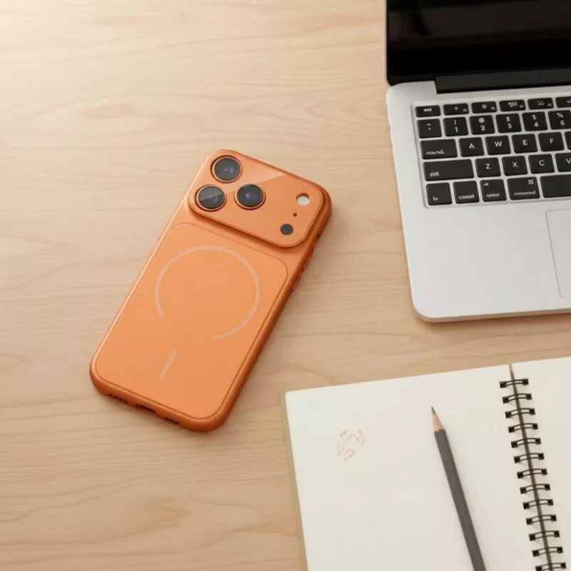 Capa OEM para iPhone 17 AIR Make 17 compatível com MagSafe Laranja
