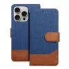 OEM Capa tipo livro para iPhone 16 Pro Max jeans azul